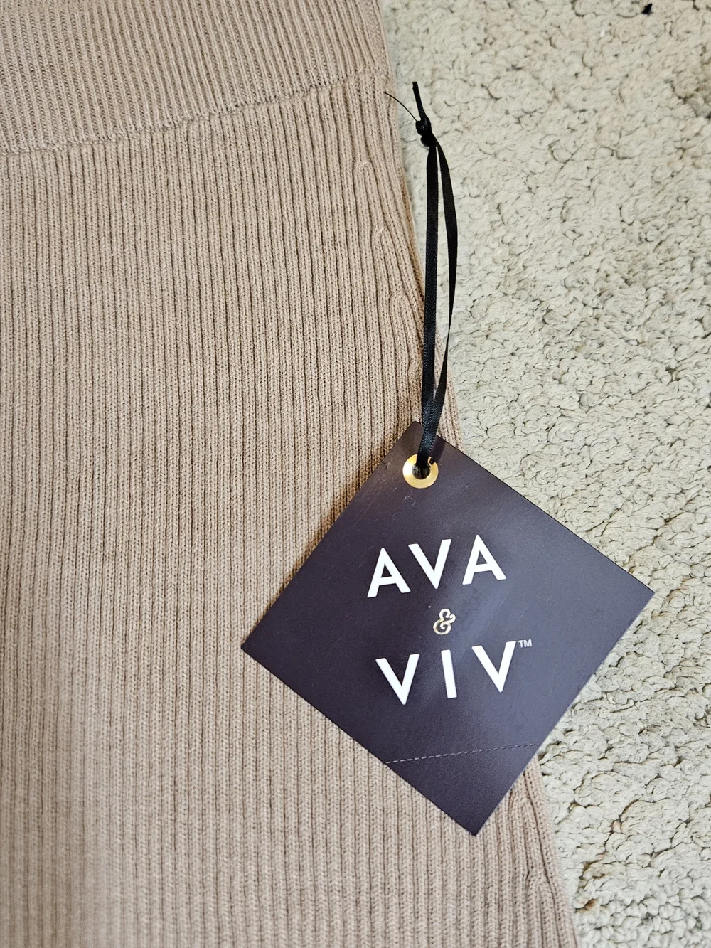 Ava & Viv Ribbed Knit Pencil Skirt – Taupe – XXL (17) – NWT